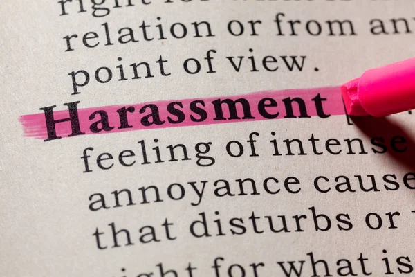 Fake Dictionary Dictionary Definition Word Harassment Including Key Descriptive Words — Stock Photo, Image