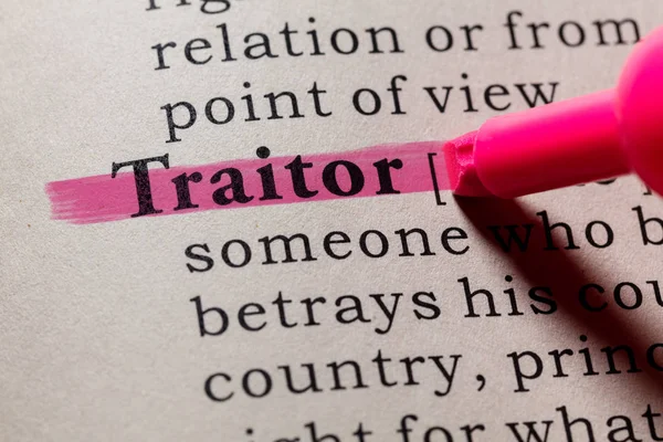 Fake Dictionary, Dictionary definition of the word traitor. including key descriptive words.