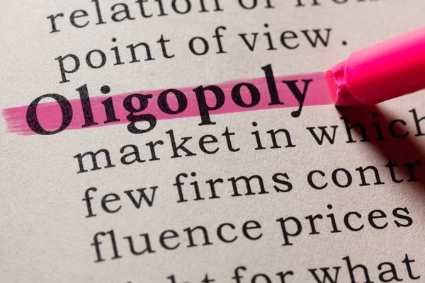 Fake Dictionary, Dictionary definition of the word oligopoly. including key descriptive words.