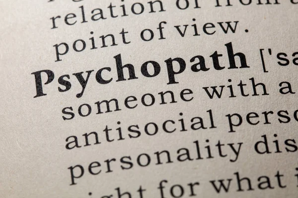 Fake Dictionary Wörterliche Definition Des Wortes Psychopath Einschließlich Beschreibender Schlüsselwörter — Stockfoto