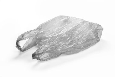 gri plastik torba beyaz arka plan ile yakından