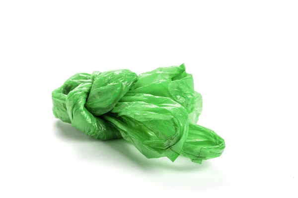 Sacchetto Plastica Verde Vicino Con Sfondo Bianco — Foto Stock