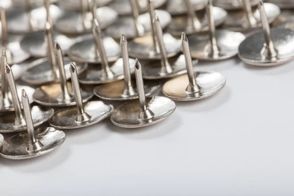 Group Metal Thumb Tacks Background — Stock Photo, Image