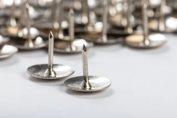 Group Metal Thumb Tacks Background — Stock Photo, Image