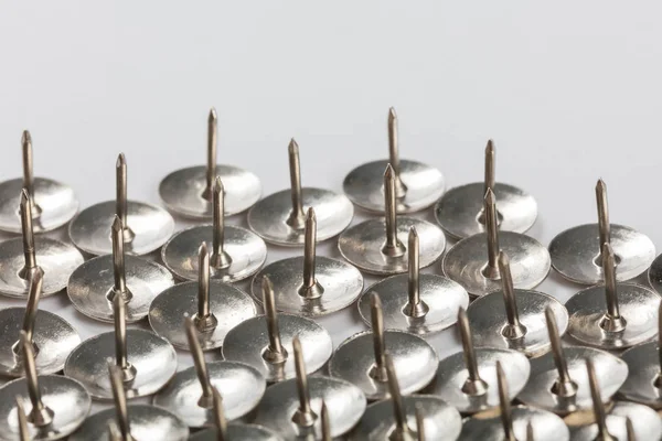 Group Metal Thumb Tacks Background — Stock Photo, Image