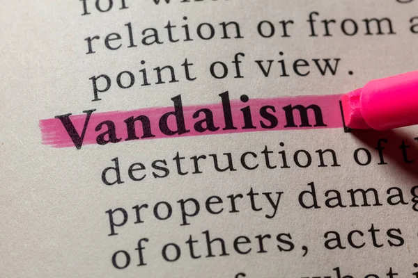 Dicionário Falso Definição Dicionário Palavra Vandalismo Incluindo Palavras Chave Descritivas — Fotografia de Stock