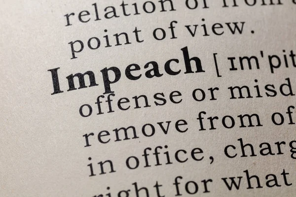 Fake Dictionary Dictionary Definition Word Impeach Including Key Descriptive Words — Stock Photo, Image