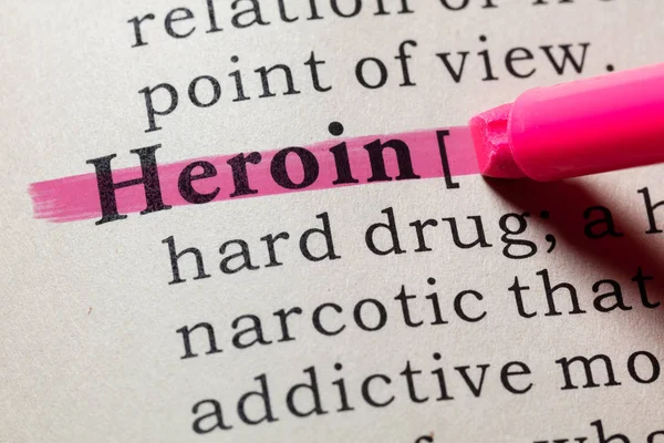 Fake Dictionary Dictionary Definition Word Heroin Including Key Descriptive Words — Stock Photo, Image