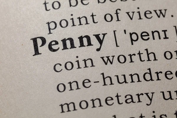 Valse Woordenboek Woordenboekdefinitie Van Het Woord Penny Met Inbegrip Van — Stockfoto