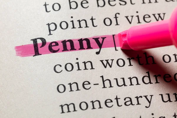 Diccionario Falso Definición Del Diccionario Palabra Penny Incluyendo Palabras Descriptivas —  Fotos de Stock