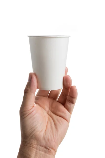 Beyaz Arkaplanda Beyaz Kağıt Kahve Fincanı — Stok fotoğraf