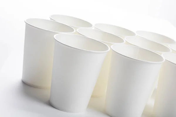 Witboek Koffiecup Witte Achtergrond — Stockfoto