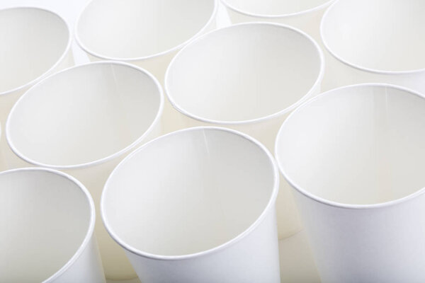 White paper coffee cup on white background.