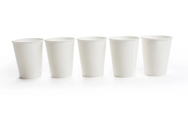 White Paper Coffee Cup Белом Фоне — стоковое фото