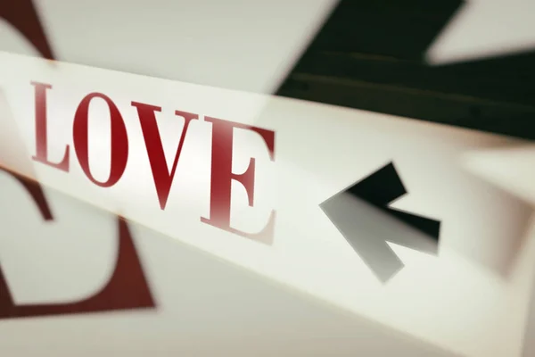 Tecken Ordet Kärlek Och Riktning Pilen — Stockfoto