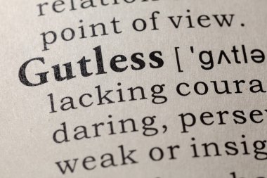 Sahte sözlük, korkak kelimesinin sözlük anlamını. anahtar açıklayıcı kelimeler de dahil olmak üzere.