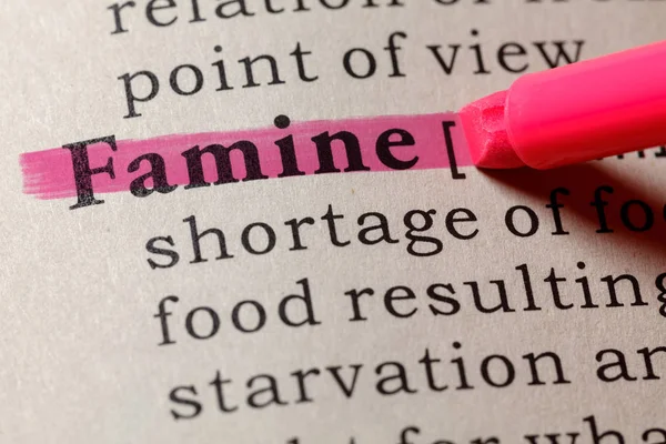 Fake Dictionary Dictionary Definition Word Famine Including Key Descriptive Words — Stock Photo, Image