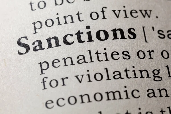 Faux Dictionnaire Dictionnaire Définition Mot Sanctions Compris Les Mots Descriptifs — Photo