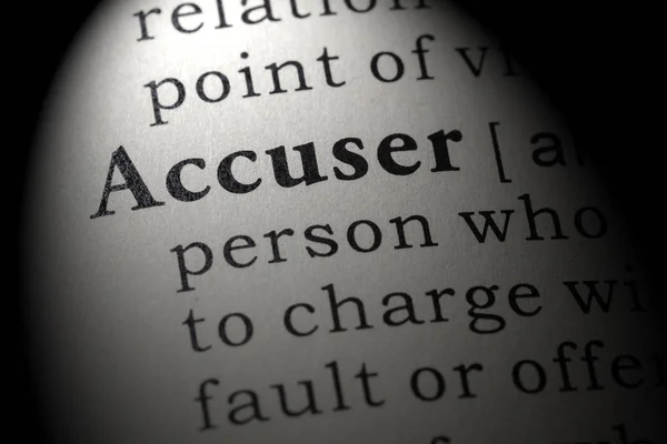 Fake Dictionary Dictionary Definition Word Accuser Including Key Descriptive Words — Stock Photo, Image