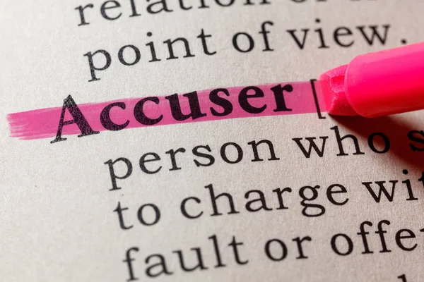 Fake Dictionary Dictionary Definition Word Accuser Including Key Descriptive Words — Stock Photo, Image