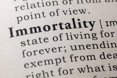 Sahte sözlük, sözlük tanımı kelime ölümsüzlük. anahtar açıklayıcı kelimeler de dahil olmak üzere.