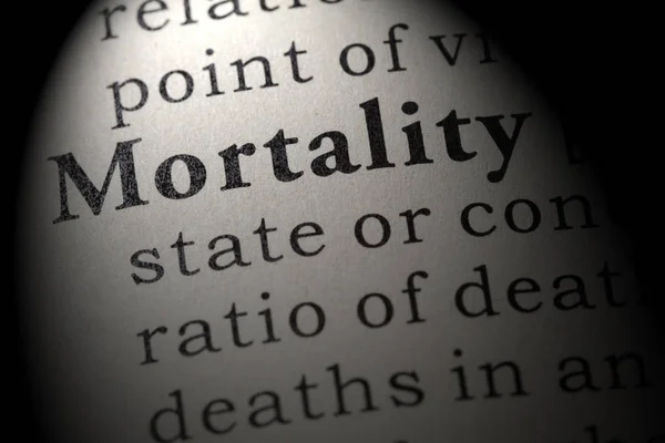 Dicionário Falso Definição Dicionário Palavra Mortalidade Incluindo Palavras Chave Descritivas — Fotografia de Stock