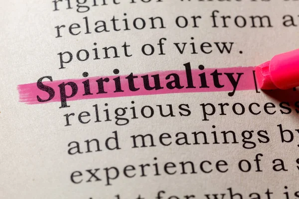 Fake Dictionary Dictionary Definition Word Spirituality Including Key Descriptive Words — Stock Photo, Image