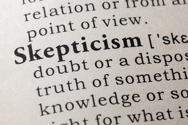 Falska Ordbok Ordlista Definitionen Ordet Skepticism Inklusive Nyckel Beskrivande Ord — Stockfoto