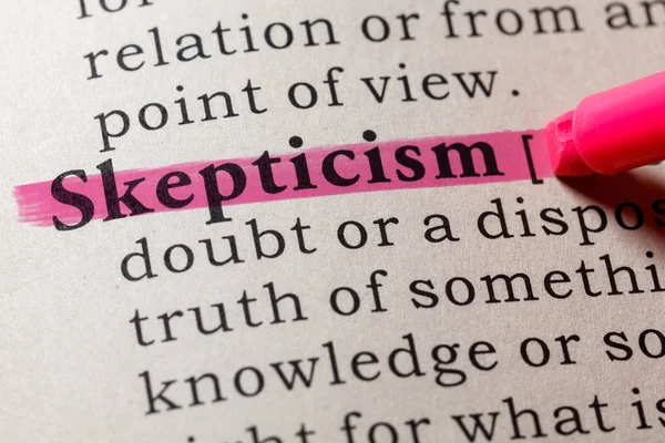 Fake Dictionary Dictionary Definition Word Skepticism Including Key Descriptive Words — Stock Photo, Image