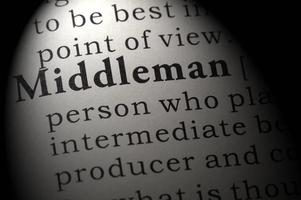 Fake Dictionary Dictionary Definition Word Middleman Including Key Descriptive Words — Stock Photo, Image