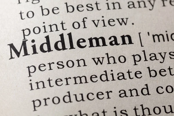 Fake Dictionary Dictionary Definition Word Middleman Including Key Descriptive Words — Stock Photo, Image