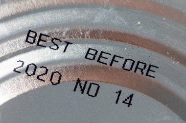 best before date on canned food, close up. clipart