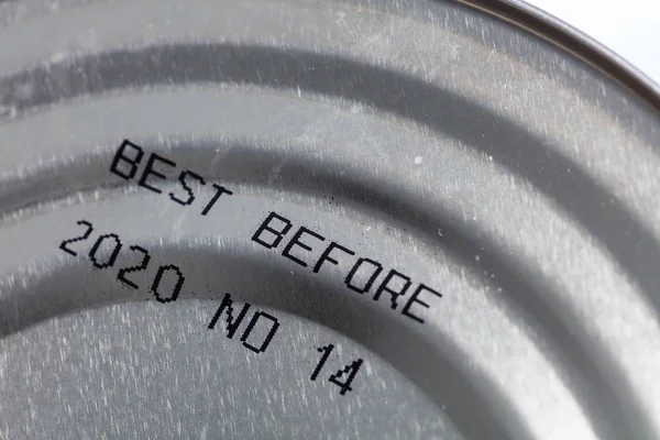 Best Date Canned Food Close — Stock Photo, Image