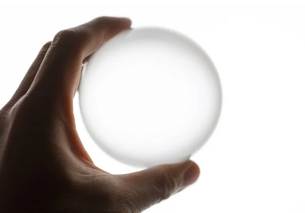 Hand Holding Crystal Ball White Background — Stock Photo, Image