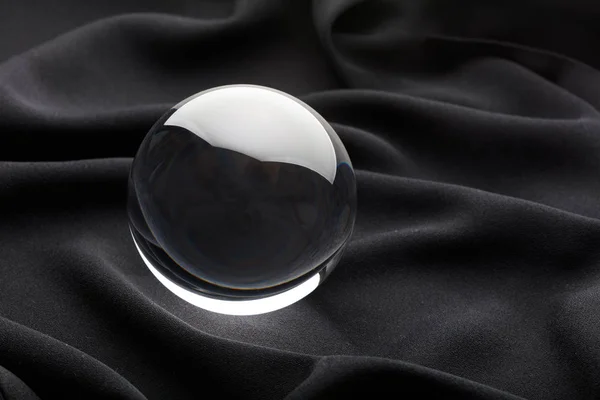 Transparent Crystal Ball Black Background Close — Stock Photo, Image