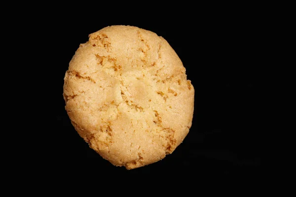 Cookie Isolerad Svart Bakgrund Närbild — Stockfoto