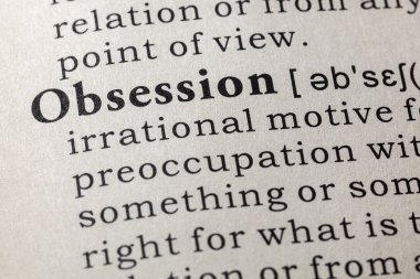 Sahte sözlük, sözlük tanımı kelime obsesyon. anahtar açıklayıcı kelimeler de dahil olmak üzere.