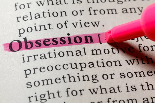 Fake Dictionary Dictionary Definition Word Obsession Including Key Descriptive Words — Stock Photo, Image