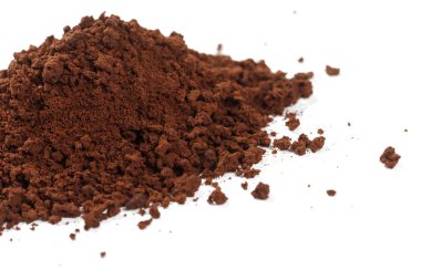 Kahverengi hazır kahve tozu kuru, yakın çekim.