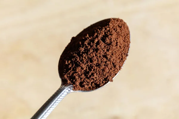 茶色のインスタント コーヒーの粉を乾燥 クローズ アップ — ストック写真