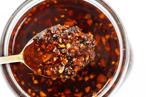 Red Hot Chili Paprika Mártással Élelmiszer Összetevő — Stock Fotó