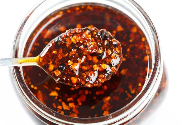 Red Hot Chili Pepersaus Voedselingrediënt — Stockfoto