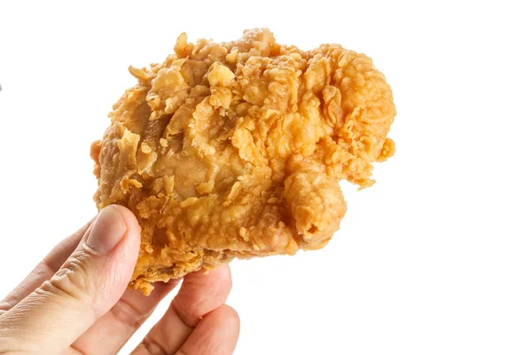 Krispigt Stekt Kyckling Isolerad Vit Bakgrund — Stockfoto