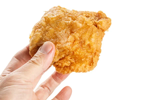 Pollo Frito Crujiente Aislado Sobre Fondo Blanco — Foto de Stock