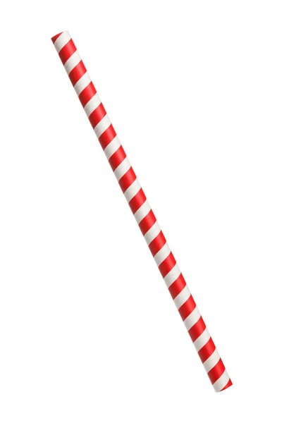 Paper Drinking Straw Red White Stripes — Stock Photo, Image