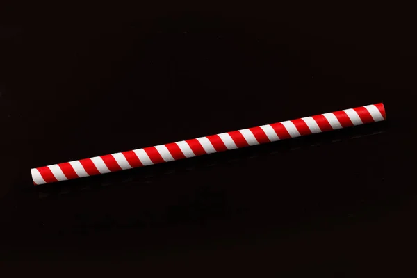 Paper Drinking Straw Red White Stripes — Stock Photo, Image