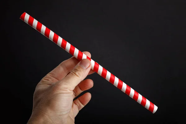 Papel Bebiendo Paja Con Rayas Rojas Blancas —  Fotos de Stock