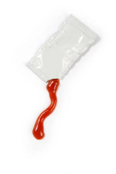 Ketchup Tomatsås Isolerad Vit Bakgrund — Stockfoto