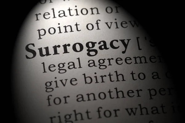 Fake Dictionary Dictionary Definition Word Surrogacy Including Key Descriptive Words — Stock Photo, Image
