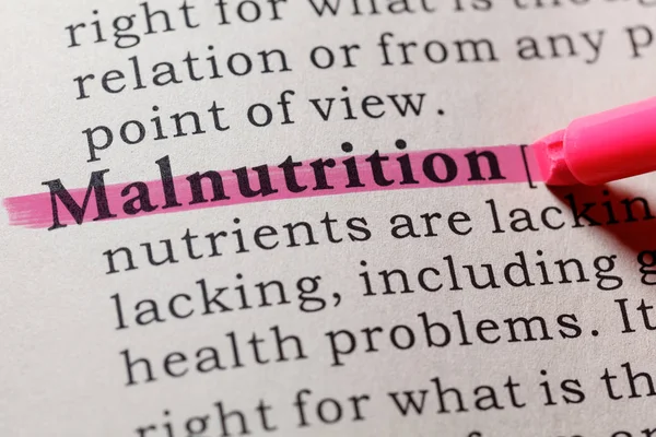 Fake Dictionary Dictionary Definition Word Malnutrition Including Key Descriptive Words — Stock Photo, Image